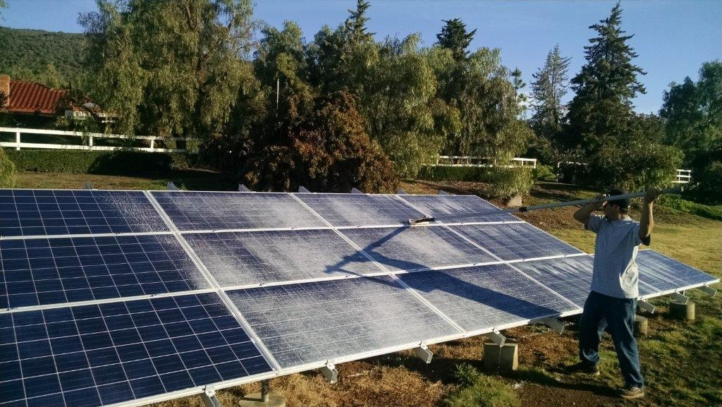 Solar Panel Array being washed with Polywater<SUP>®</SUP> Solar Panel Wash 